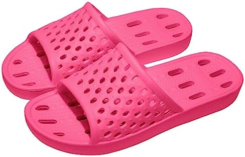 WOTTE Shower Sandals Women Quick Drying Bath Slippers Non Slip Dorm Shoes Size 9 Hot Pink
