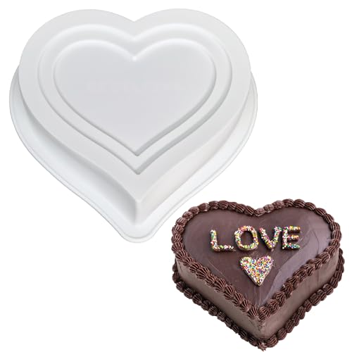 SEABABOO Molde Para Pastel De Silicona Con Corazón 20 x 20 CM Molde Para Hornear De Silicona Corazones Molde Para Tartas De Silicona Con Forma De Corazón para Pastel (Corazón, 20 x 20 CM)