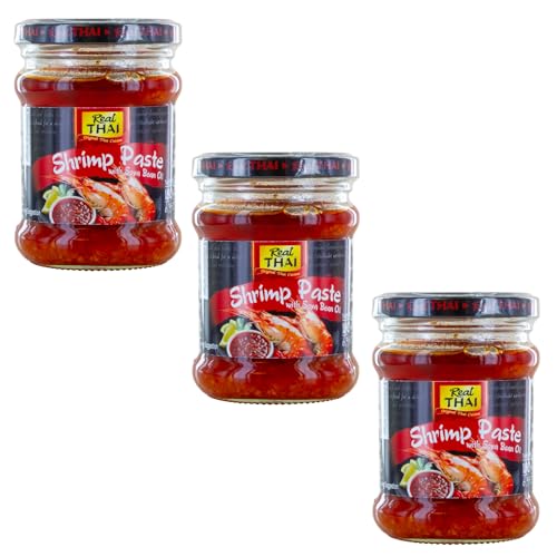 Real Thai Garnelenpaste mit Sojaöl – Shrimp Paste im Glas – 180g, 3er Pack - Würzige Thai-Zutat für Currys, Dips & Suppen – Original thailändisch