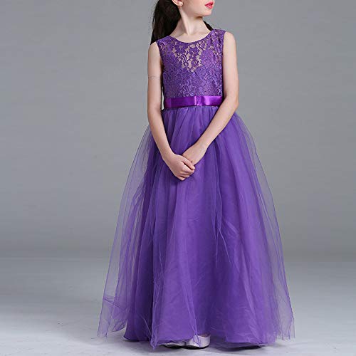 Girls Lace Dress Long A Line Tulle Wedding Pageant Party Prom Dresses Ball Gown3