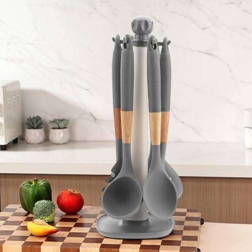 Utensilios de cocina de silicona alimentaria con espátula y cucharas de cocina 4