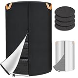 SUPTEMPO タイヤカバー 屋外 防水 厚手 両面利用可能 420D 2024最新型 タイヤ収納 4本 夜間反射 UVカット 劣化 汚れ防止 防犯 耐久 雨雪対応 タイヤ保管カバー フェルトパッド4枚付き 収納袋付き (ブラック＆シルバー, M(73*110CM）)