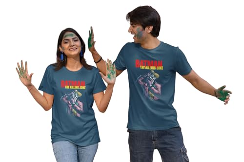 Image of ElegantCrafts 'Batmen The Killing Joke' Graphic Print Cotton T-Shirt, Joker Design, Unisex Casual Wear