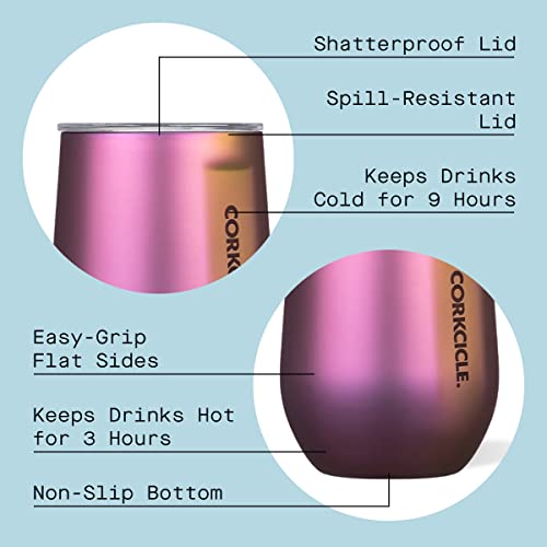 Corkcicle Stemless Wine Glass Tumbler, Triple Insulated Stainless Steel, Easy Grip, Non-Slip Bottom, Keeps Beverages Chilled For 9 Hours, Nebula, 12 Oz #TOP1