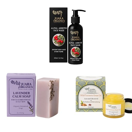 Juara Organics Combo Pack of Lavender Calm Soap (100g)+ Wild Turmeric Kesar Gel (50g)+ Alpha Arbutin Face Wash (200ml) for Glowing Skin, Tan Removal | Natural, Herbal Skincare for All Skin Types-image-13