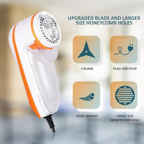 Image of QONETIC Lint Remover for Clothes Electric Roller Fabric Cleaner Woolen RUA Machine Shaver with Cord Sweaters Blankets Jackets Burr Pill Lint from Carpets Curtains (Lint Remover)