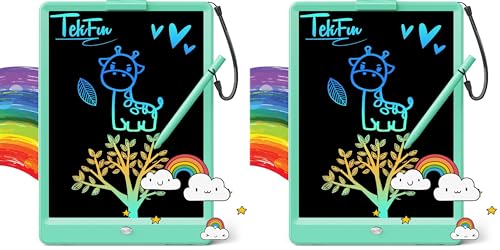 Image of TEKFUN Kids Toys 10Inch LCD Writing Tablet, Mess Free Coloring Doodle Board, Drawing Pad for Kids Games Educational Toys for Ages 3-10 Girls Boys (Green) (Pack of 2)