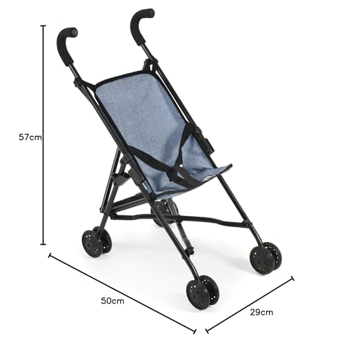 Bayer Chic 2000 Puppenbuggy Roma, Puppenwagen, Mini-Buggy, 50 x 29 x 57 cm, Jeans Blau