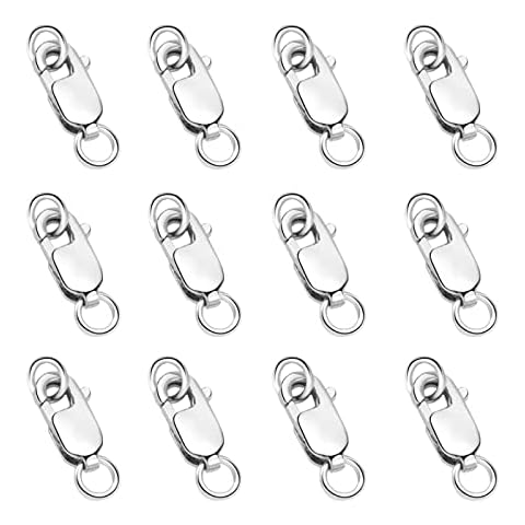 DDJSJ 925 Sterling Silver Lobster Claw Clasp 12pcs with Closed Jump Rings, Small Connector with Jump Ring for Necklaces Jewelry Bracelet Making Supplies Lobster Claw Clasp (0.39 x 0.16 inch) Cover