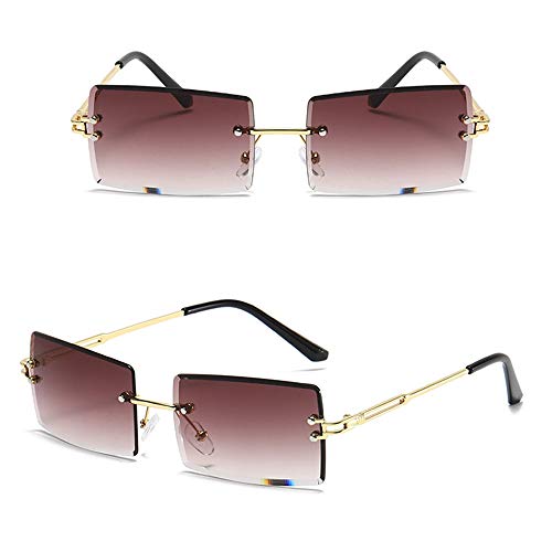 Lunettes de soleil rectangulaires sans monture ultra légères en lot de 7 couleurs rétro - 2
