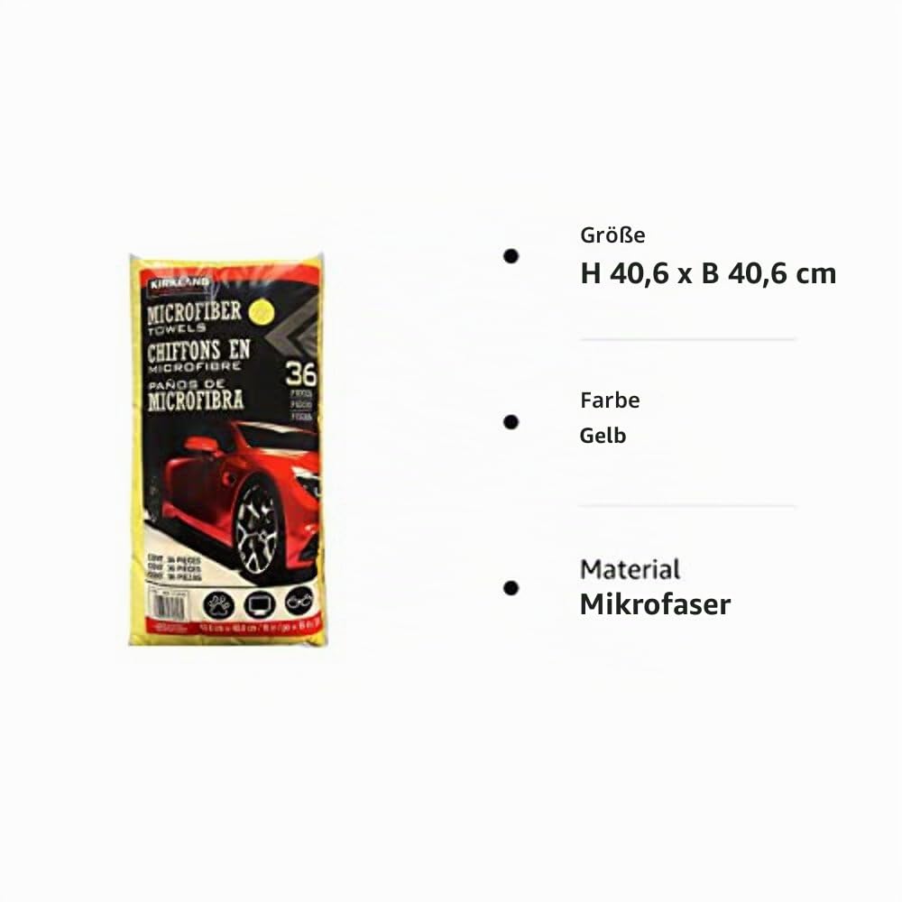 Kirkland Signature 713160 Ultraweiche Mikrofaser-Handtücher, 36 Stück, gelb