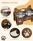 Hzuaneri Erhöhter Hundenapf, Enthält Zwei Edelstahlnäpfe Mit Spritzwassergeschütztem, Rutschfestem Und Quietschfreiem Design, Geeignet Für Kleine Und Mittelgroße Hunde, Vintage Braun PB01601B