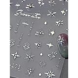 Oumino 【占い師愛用】六芒星ネイルステッカー 1+5柄 3D銀ダイヤ 神秘的なデザイン スマホケース・手帳デコ 剥がせる プレゼント対応