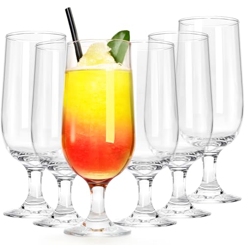 Yesland 6 Pack Hurricane Glass - 14 oz Pina Colada Cocktail Glasses Clear Tulip Drinking Cups for...