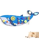 BlueWood Wooden Wall Busy Board Panels, Toddler Learning Activity Center, Montessori Philosophy Sensory, Educational Toys, Conducive to All-Round Development - Whale