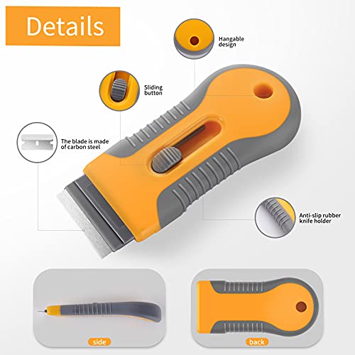 Razor Blade Scraper, 1 Pack Plastic Retractable Glass Scraper With 20 Pcs Extra Razor Blades, Windshield Sticker Remover For Windows Metal Vinyl Car Glue #TOP1