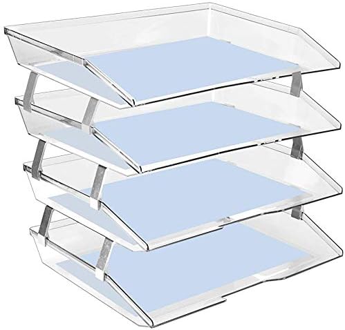 Acrimet Facility 4 Tier Letter Tray, Side Load, Letter Size/A4, Desktop File Organizer, Plastic (Clear Crystal Color)