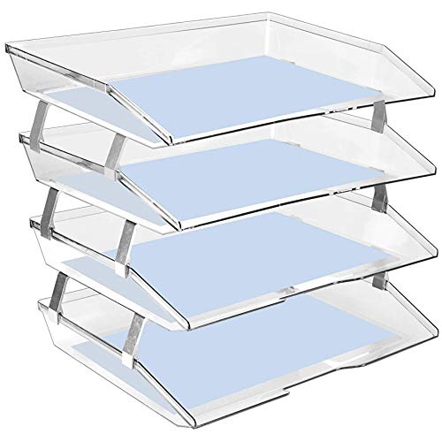 Acrimet Facility 4 Tier Letter Tray, Side Load, Letter Size/A4, Desktop File Organizer, Plastic (Clear Crystal)