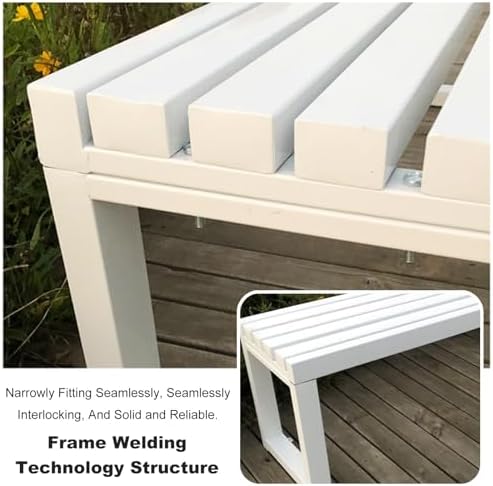 Weatherproof Outdoor Bench - Backless Galvanized Steel Patio Seat in Multicolor for Garden, Park, Porch, Lawn, Balcony, Indoor Use (120x40x45cm/47x16x18in)