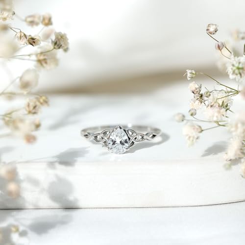 Certified 5X7mm Lab Grown Diamond Teardrop Engagement Ring, Ef-Vs Quality, Diamond Celtic Knot Ring - With Jewelry Box3