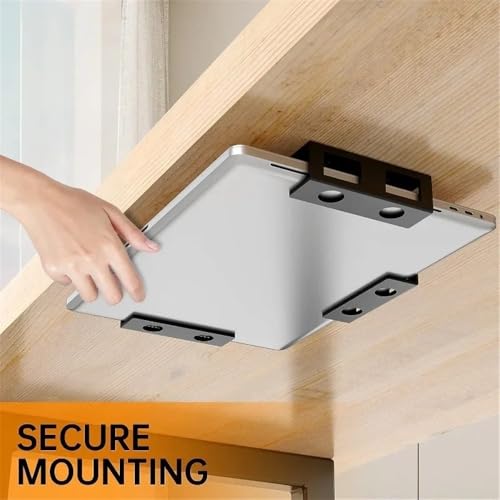 Soporte de portátil bajo escritorio para evitar rayas con base aluminio plata 2