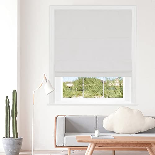 Sunfree Cordless Roman Shades For Windows, Blackout Room Darkening Roman Blinds, Thermal Insulated Window Blinds Treatment, Washable Roman Blind For Living Room, Bedroom, Kitchen, 36" X 64", White #TOP14
