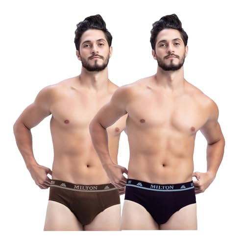 Image of Milton Mens Pure Cotton Solid Briefs|Soft Breathable Underwear for Men|Outer Elastic Comfort Fit Waistband|Skin-Friendly Essentials|Multi-Color, Color Name May Vary as per Availability|Pack of 2