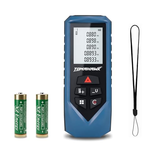 Image of TOMAHAWK TFR-0600 LT Laser Distance Measurer, 60m /194ft Range | Laser Class 2, Range up to 60 m, ±2 mm | Versatile Laser Measuring Device | IP54 Waterproof Level | Backlit LCD, Batteries Included