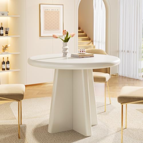 Tribesigns ダイニングテーブル 幅80cm 単品 丸 円形 食卓 テーブル 二人用 木制 ホワイト おしゃれ カフェ風
