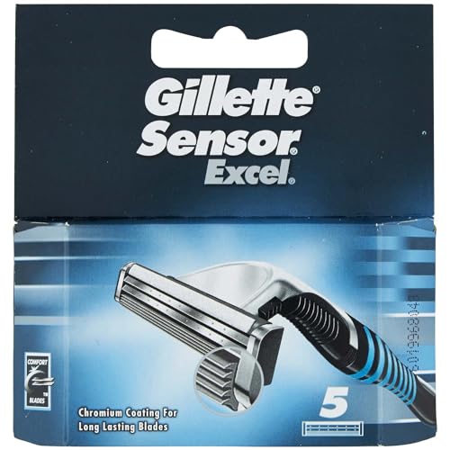Gillette Sensor Excel Recambio De Máquinilla De Afeitar 5 Recambios, cuchillas de afeitar