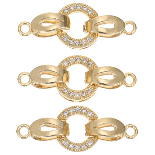 SHERCHPRY 18k Gold Plated Copper Zirconia Jewelry Clasp Hook Connector for DIY Bracelet and Necklace Making, 3pcs Set, Jewelry Accessory for Crafting and Pendant Connection