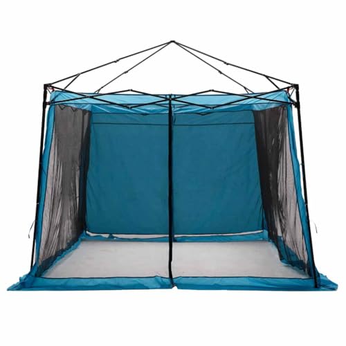 Qnhdfrt Tonnelle de jardin 303 x 303 x 196 cm Tente d'extérieur en taffetas bleu – Auvent spacieux pour camping, fêtes de jardin et loisirs – Comprend...