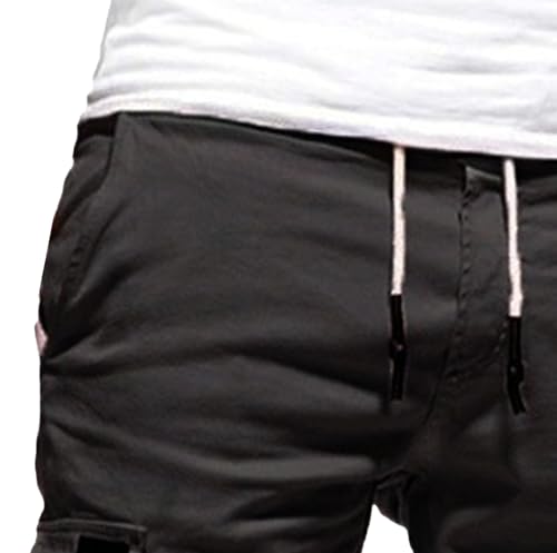 Mens Drawstring Conical Leg Short with Multi Pockets Cargo Stretch Short Tennis Basketball Sports Shorts4