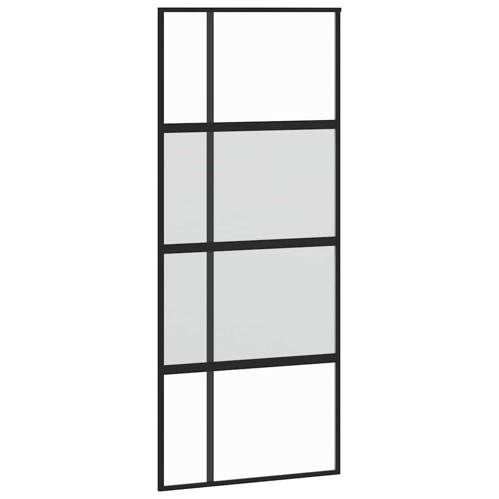 vidaXL Sliding Door, Barn Door for Home Internal, Sliding Door Panel with Assembly Kit, Sliding Gate, Black Tempered Glass and Aluminium