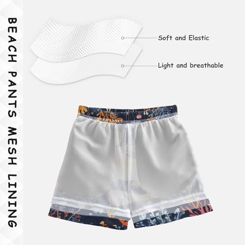 Pigsaly Boys' Swim Board Shorts an Pink Fish Coral Boy's Swim Trunks Kids Swimwear 2T4