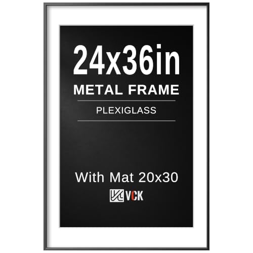 Image of VCK 24x36 Poster Frame, Black Metal - Matted to 20x30, for Artwork
