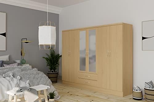 Seconique Nevada 6 Door 2 Drawer Mirrored Wardrobe in Sonoma Oak Effect
