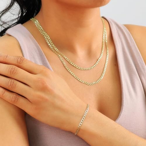 Nuragold NG14YCBH080-7 14K Yellow Gold 3.5Mm Cuban Curb Link Chain Bracelet thumb #5