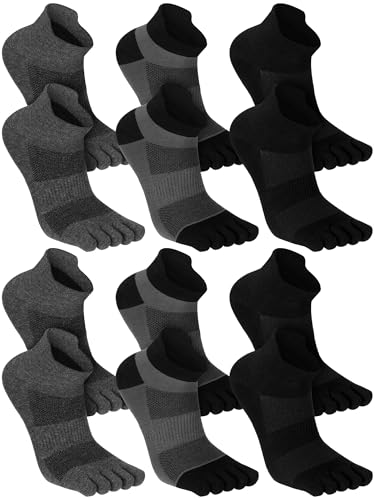 Image of Fourluoo 6 Pairs Women Cotton Athletic Toe Socks