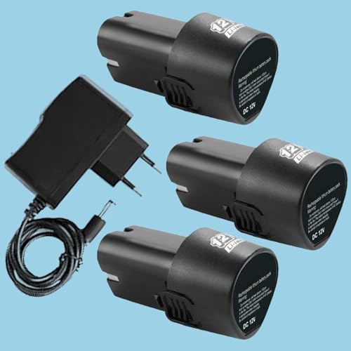 Image of 12V Universal Rechargeable Lithium-Ion Replacement Battery and 12V Portable Power Adapter Charger (3Pcs Battery, 1Pcs Charger)
