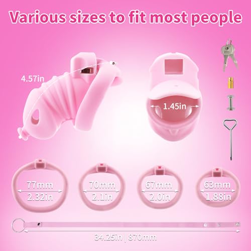 Image of Male Chastity Cage, Silicone Cock Cage with 4 Adjustable Rings & Chastity Belt, Lightweight Chastity Device with Invisible Lock & 2 Keys, Bondage Gear & Accessories, Adult Sex Toys for Long Term Wear