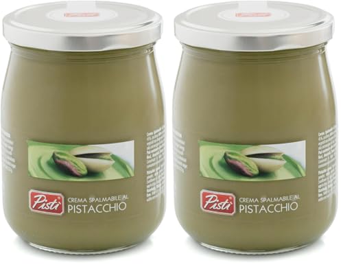 Pisti Cream of Pistachio from Sicily 21.2 Ounce (600g) | Artisanal Italian Nut Spread | Enjoy with Bread and Biscuits (Pack of 2)