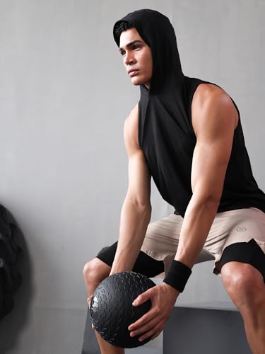 Image of CHKOKKO Sleeveless Hooded T Shirts Gym Vest for Men Workout Solid Premium Cotton Blend Tank Top for Man Running Vest Sando Gym Wear Lightweight Breathable Casual Summer Wear Boys