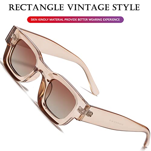 Image of AIEYEZO Modern Thick Rectangle Sunglasses for Women Men 90s Retro Chunky Square Polarized Sun Glasses UV400 Protection