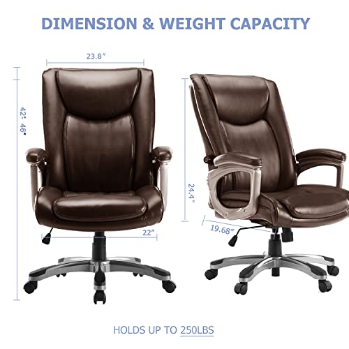 Office Chair, Ergonomic High Back Computer Chair Height Adjustable Desk Chair With Adjustable Built-In Lumbar Support, Brown #TOP6