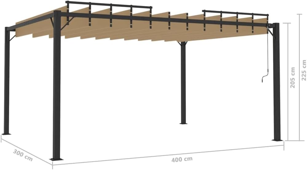 vidaXL Gazebo with Louvered Roof, Pergola Canopy Shelter, Pavilion for Garden Patio Outdoor, Party Tent, 9.8'x13.1'Taupe Fabric and Aluminum