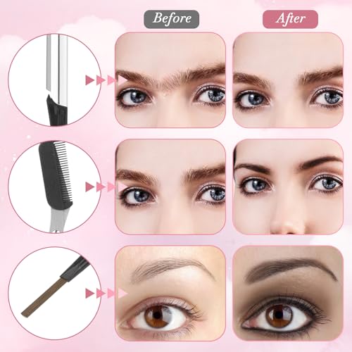 8 Stück Professionelles Augenbrauen Pflege Set Augenbrauenschere Set wift Gift Box Pinzette Augenbrauenzupfen Augenbrauenrasierer Satz mit Pinzette Augenbrauen Kamm Brauenstift Rasierer und Schere