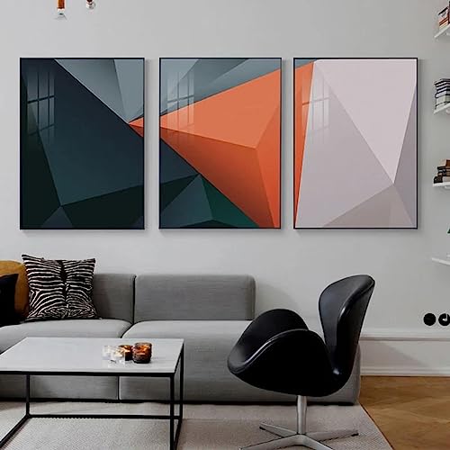 Tableau moderne pyramide orange motif triangle abstrait déco maison - 3