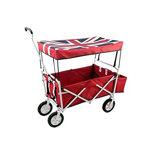 QIAOLI Einkaufstrolley mit 4 Rädern, tragbarer Doppelbremsgepäck für Einkaufen, Picknick, Zuhause (Farbe: 3) Cover