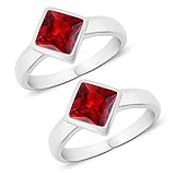 925 Solitaire Red Ruby Toe Rings in Pure 925 Sterling Silver for Women | Chandi Bichiya | Gift For W